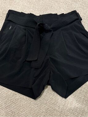 Athleta Black High-Waist Tie-Belt Shorts